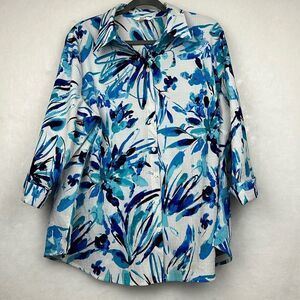 ALIA Button Up Shirt Women's Plus Short Sleeve Floral Print Sz 20W  boho
